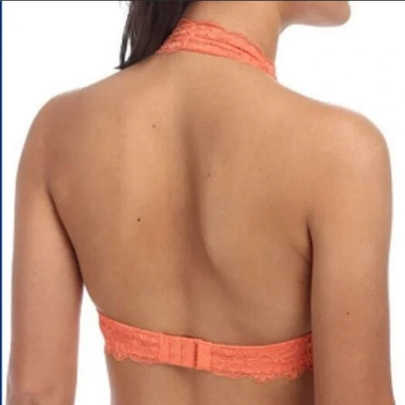 NWT Free People light orange galloon lace halter bra - Picture 2 of 7
